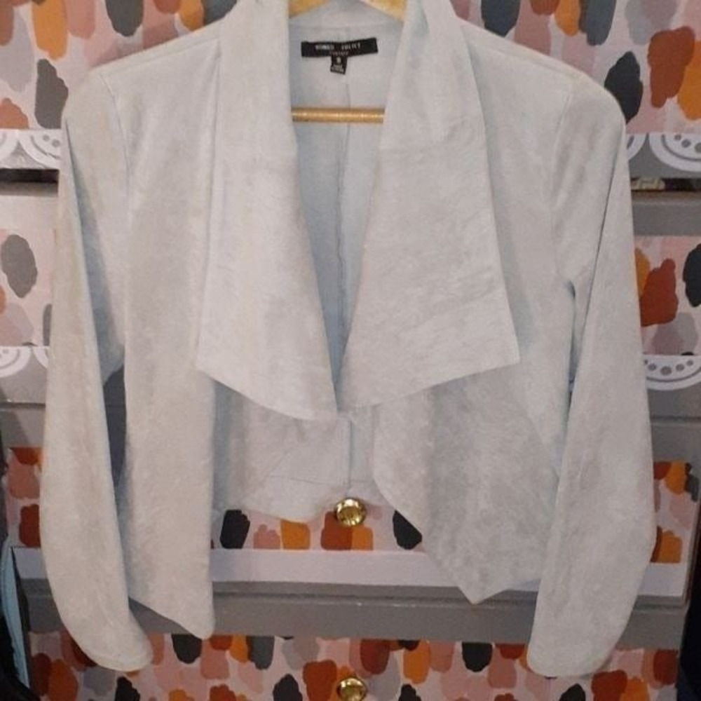 ROMEO & JULIET couture women's gray faux suede jacket open cardigan
